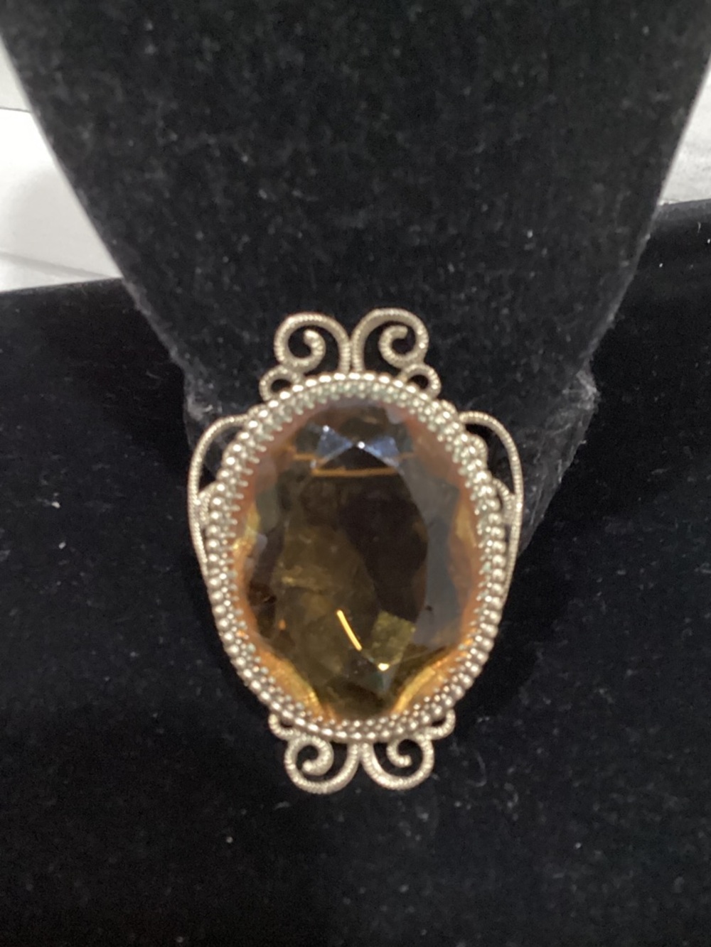 Gold-Tone Amber color  Oval Crystal Brooch - Women Jewelry